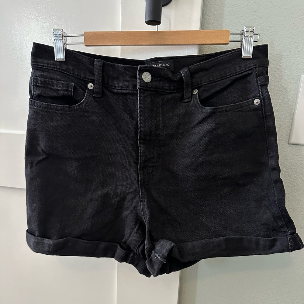Banana Republic High Rise Black Denim Shorts